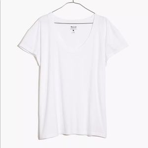 Madewell Whisper Cotton Scoopneck Tee - white, size small
